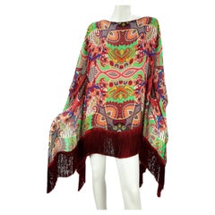 New Etro Silk Fringe Mini Dress Poncho