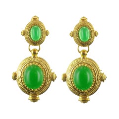 New Etruscan Spirit Vermeil Green Cristal Dangle Earrings