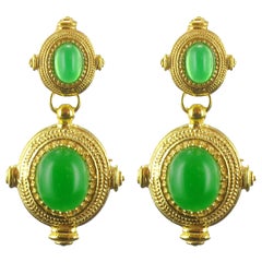 New Etruscan Spirit Vermeil Green Cristal Dangle Earrings