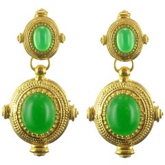 New Etruscan Spirit Vermeil Green Cristal Dangle Earrings