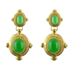 New Etruscan Spirit Vermeil Green Cristal Dangle Earrings