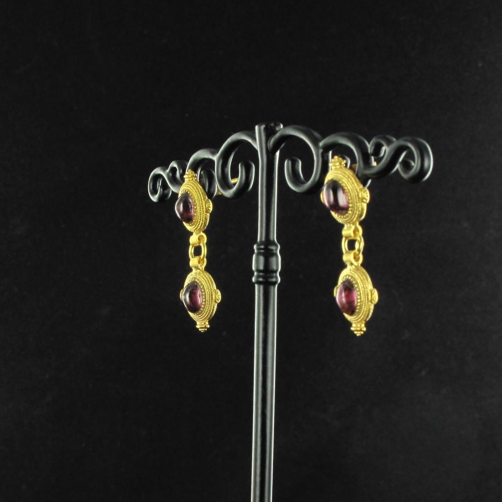 red stone dangle earrings