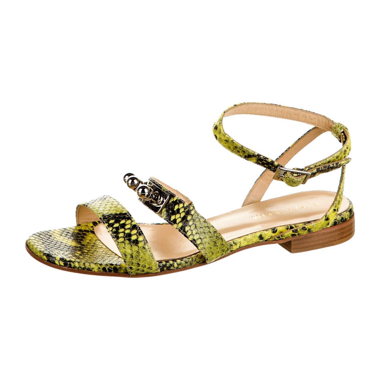 New Eugenia Kim Yellow Python Sandals Flats Shoes Sz 39  U.S. 8.5 In New Condition In Leesburg, VA