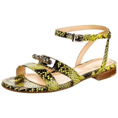 New Eugenia Kim Yellow Python Sandals Flats Shoes Sz 39  U.S. 8.5