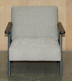 NEW EXDISPLAY NORDIC STYLE EDGAR ARMCHAIR WiTH BEECH WOOD FRAME & OATMEAL FABRIC