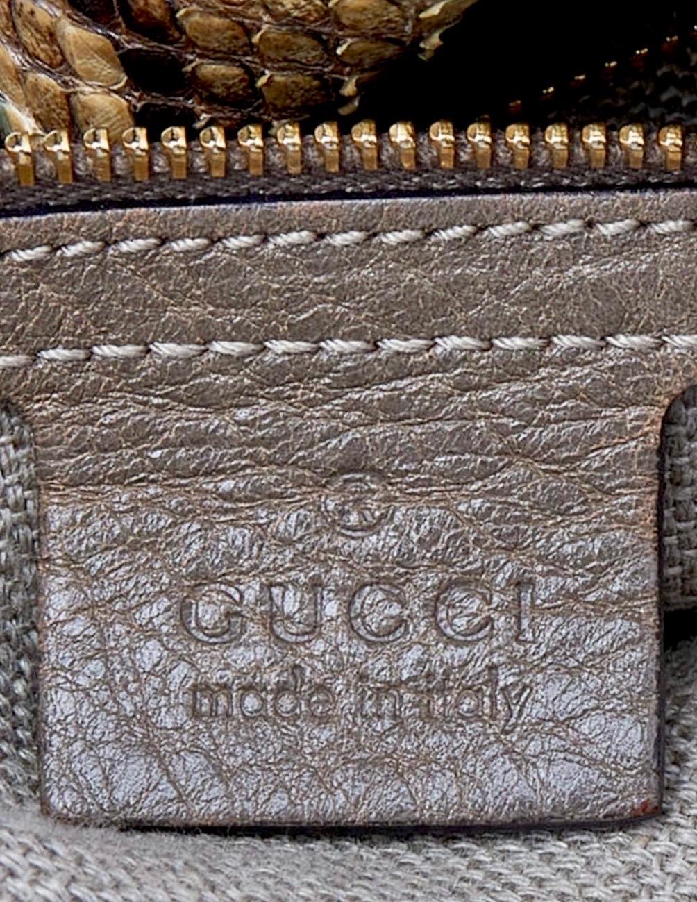 NEW Exotic XL Gucci Camouflage Green Python Skin Tote Shoulder Bag Hobo For Sale 4