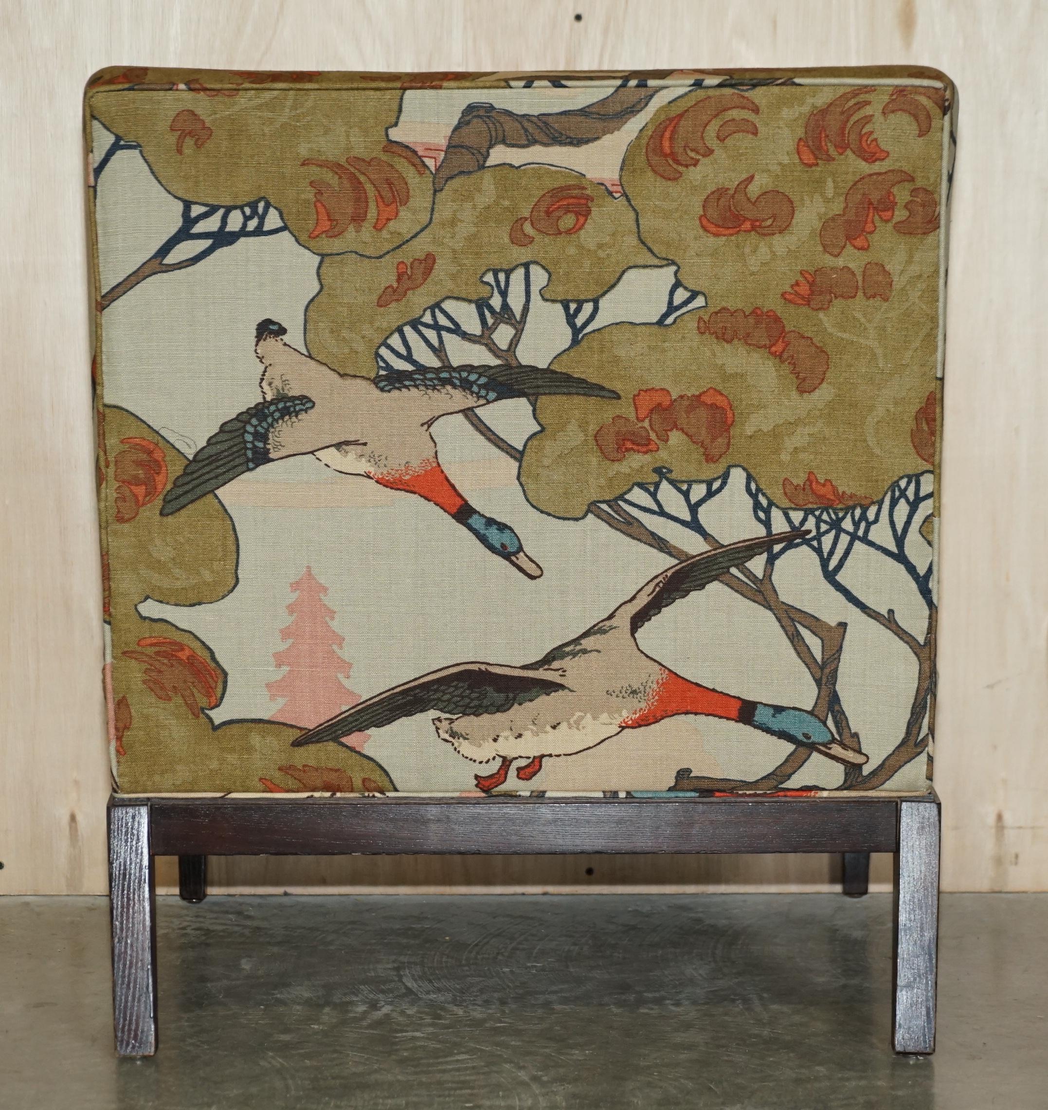 New Fabric George Smith Norris Armchair in Mulberry Flying Ducks Upholstery For Sale 6