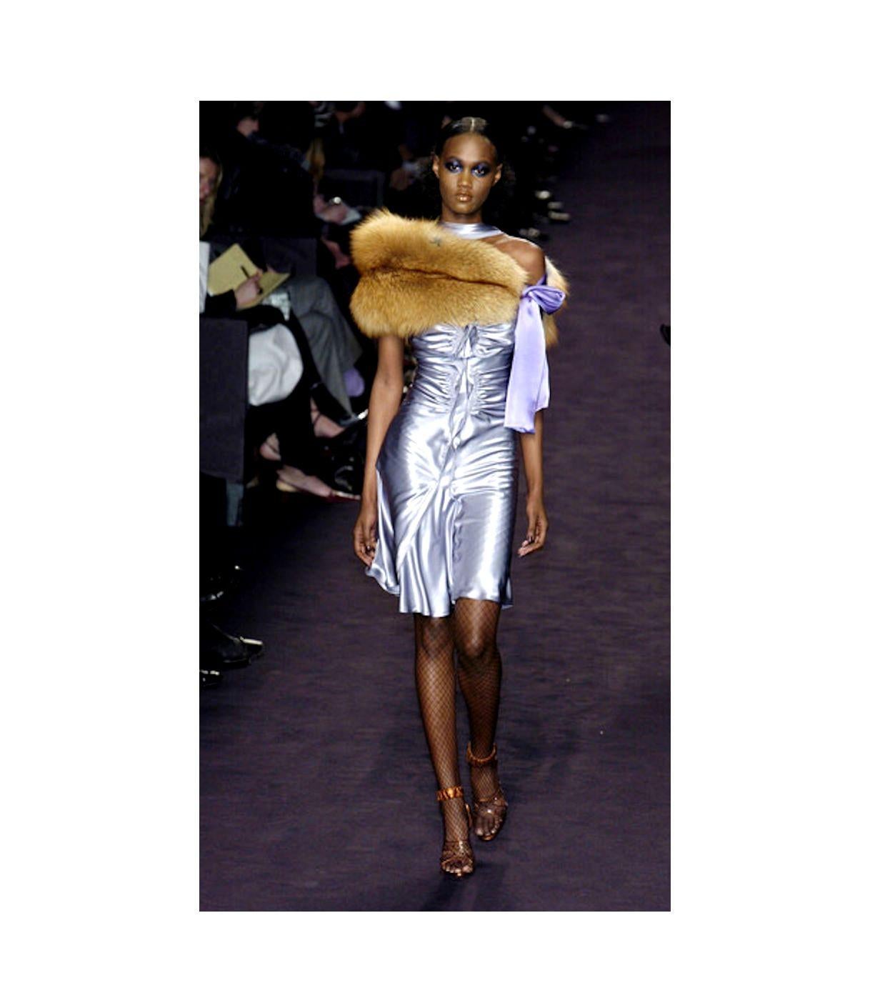 NUOVO Famoso abito da sera Yves Saint Laurent Tom Ford 2003 Argento Grigio Seta 38 in vendita 8
