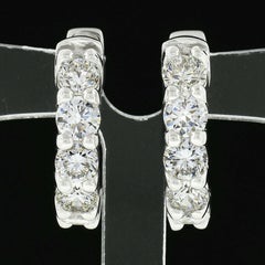 Nuovi orecchini a cerchio con diamanti rotondi in oro bianco 14k 1,58ctw 10