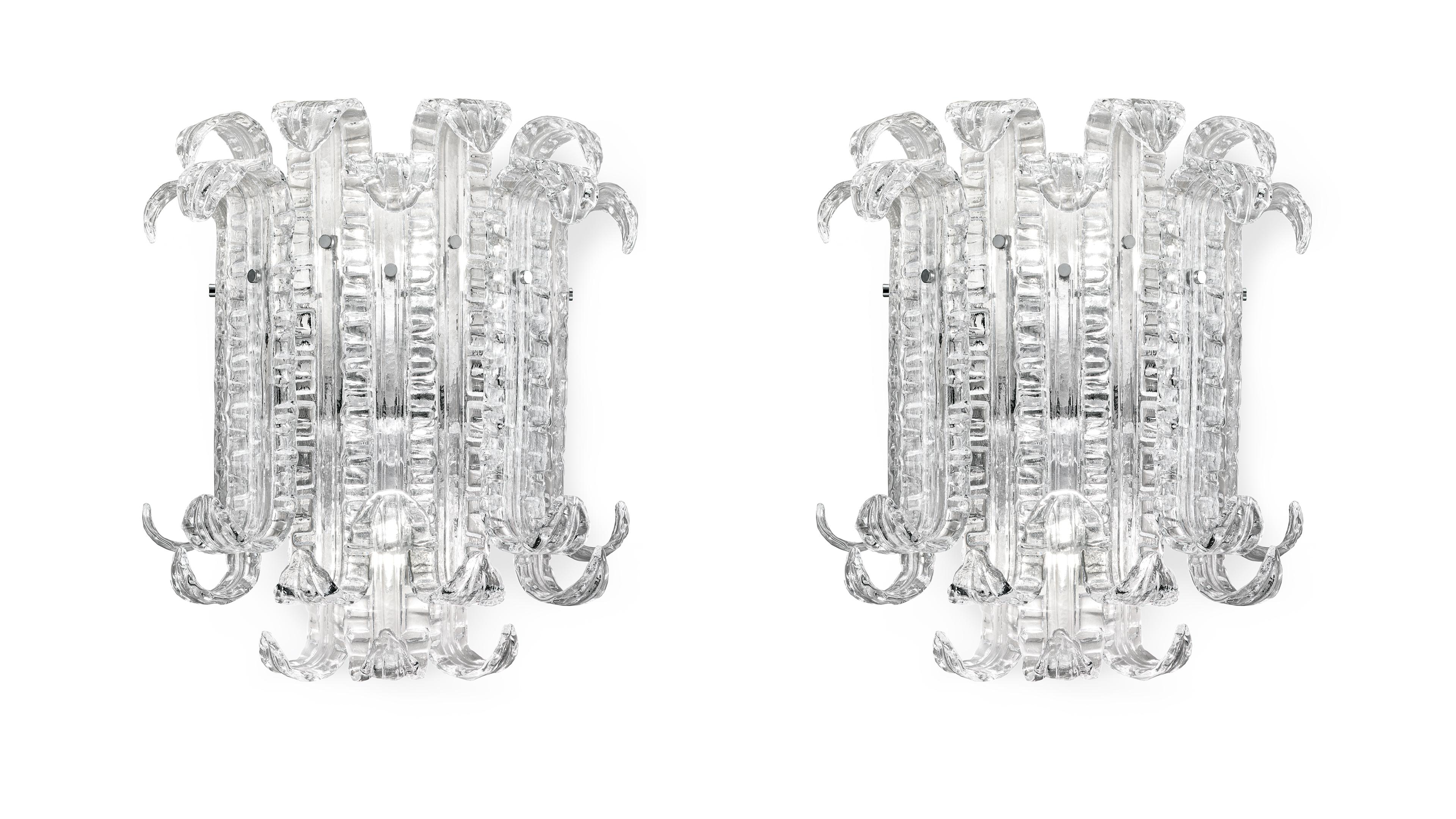 Polished New Felci 7239 Wall Scone in Crystal Glass, by Barovier&Toso