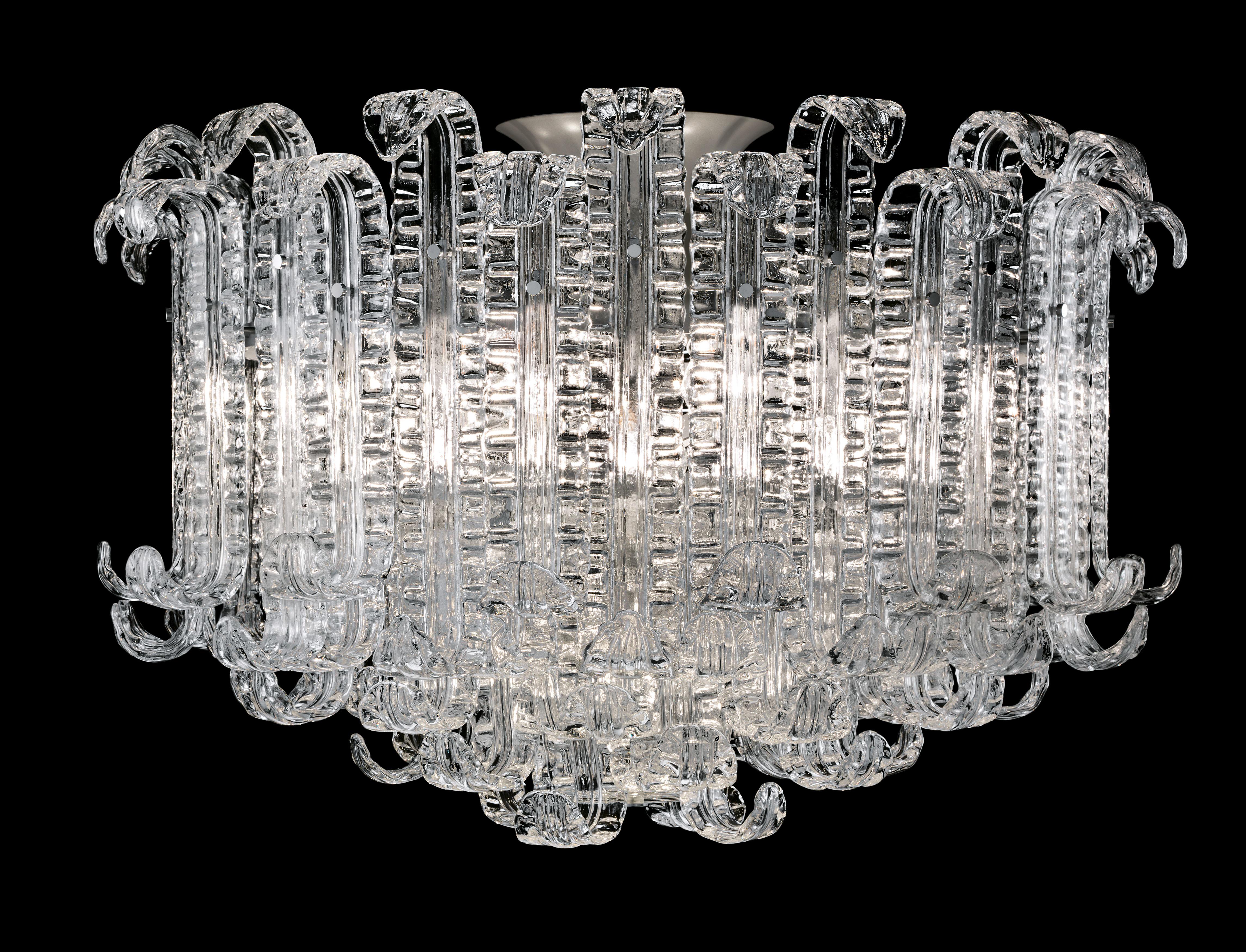 New Felci 7245 Ceiling Lamp in Crystal Glass, by Barovier&Toso In New Condition In Venice, IT