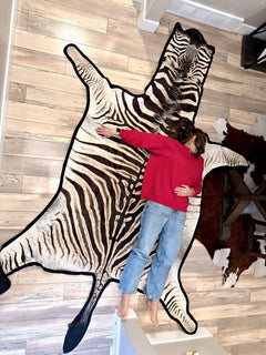 BIG Felted Genuine Burchell Zebra Skin Rug Hide - Carpet Decor Flooring