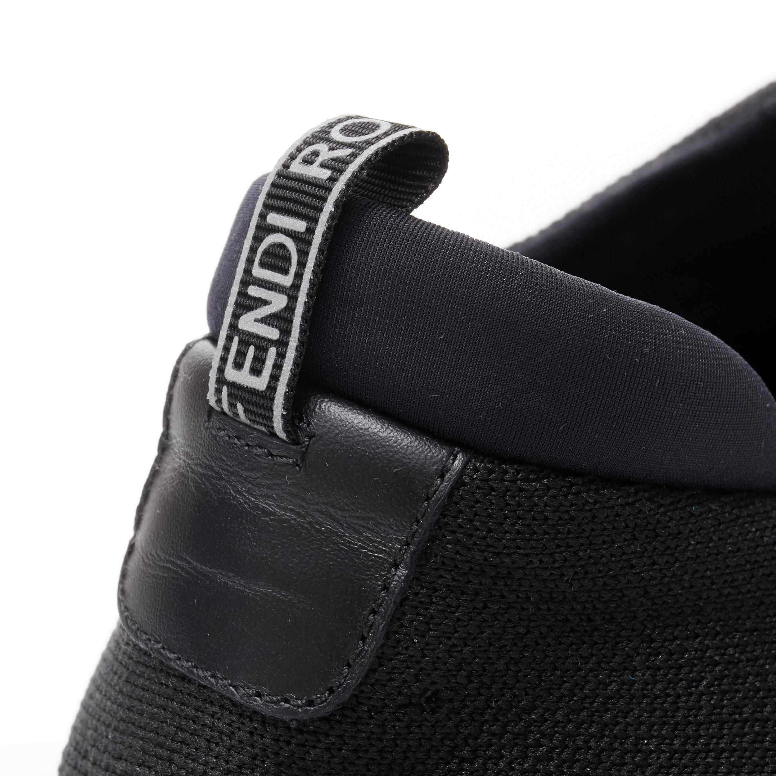 new FENDI 2019 black knit neon yellow air sole low runner sneaker 7E1234 EU44 For Sale 2