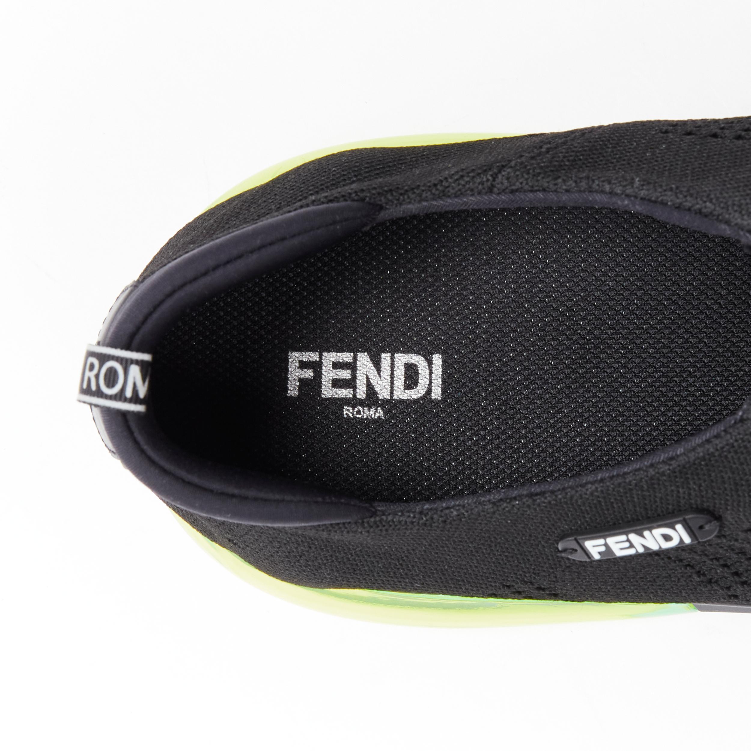 new FENDI 2019 black knit neon yellow air sole low runner sneaker 7E1234 EU44 For Sale 3