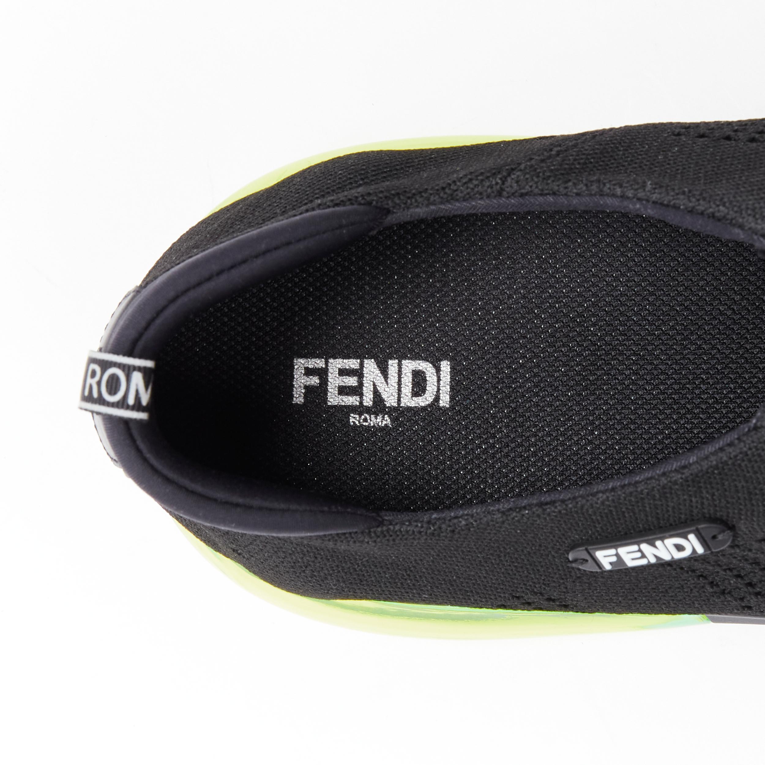 new FENDI 2019 black knit neon yellow air sole low runner sneaker 7E1234 EU44 3