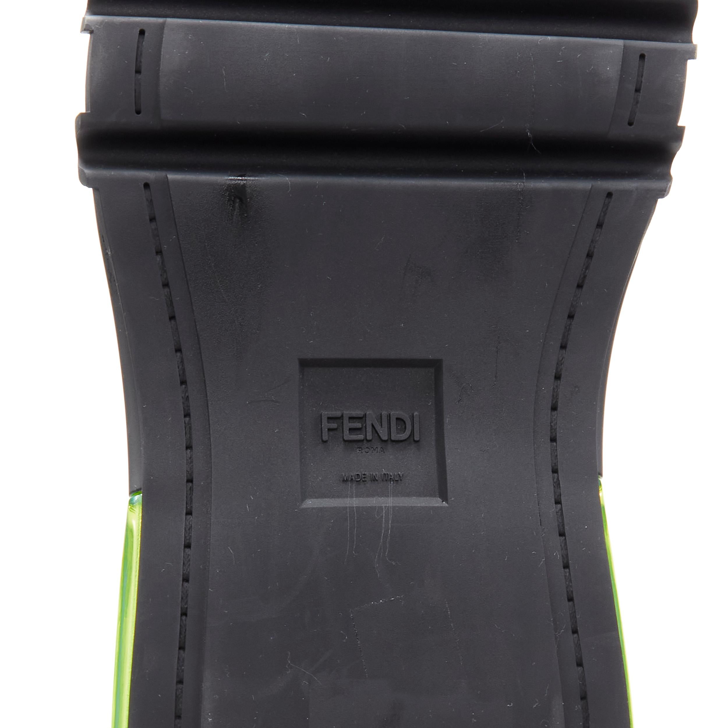 new FENDI 2019 black knit neon yellow air sole low runner sneaker 7E1234 EU44 For Sale 4