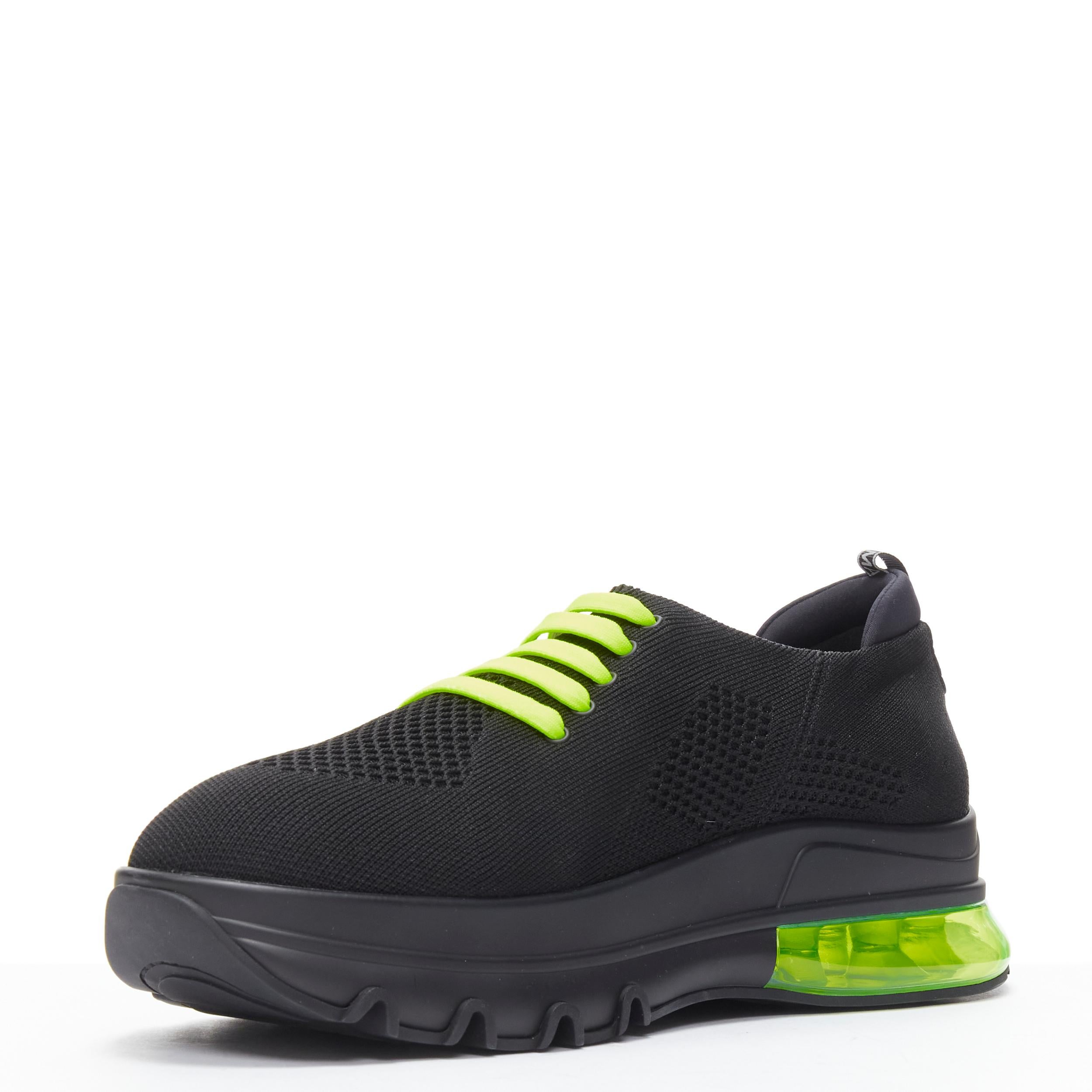 neu FENDI 2019 schwarz stricken neon gelb Luftsohle niedrigen Läufer Sneaker 7E1234 EU44 Herren im Angebot