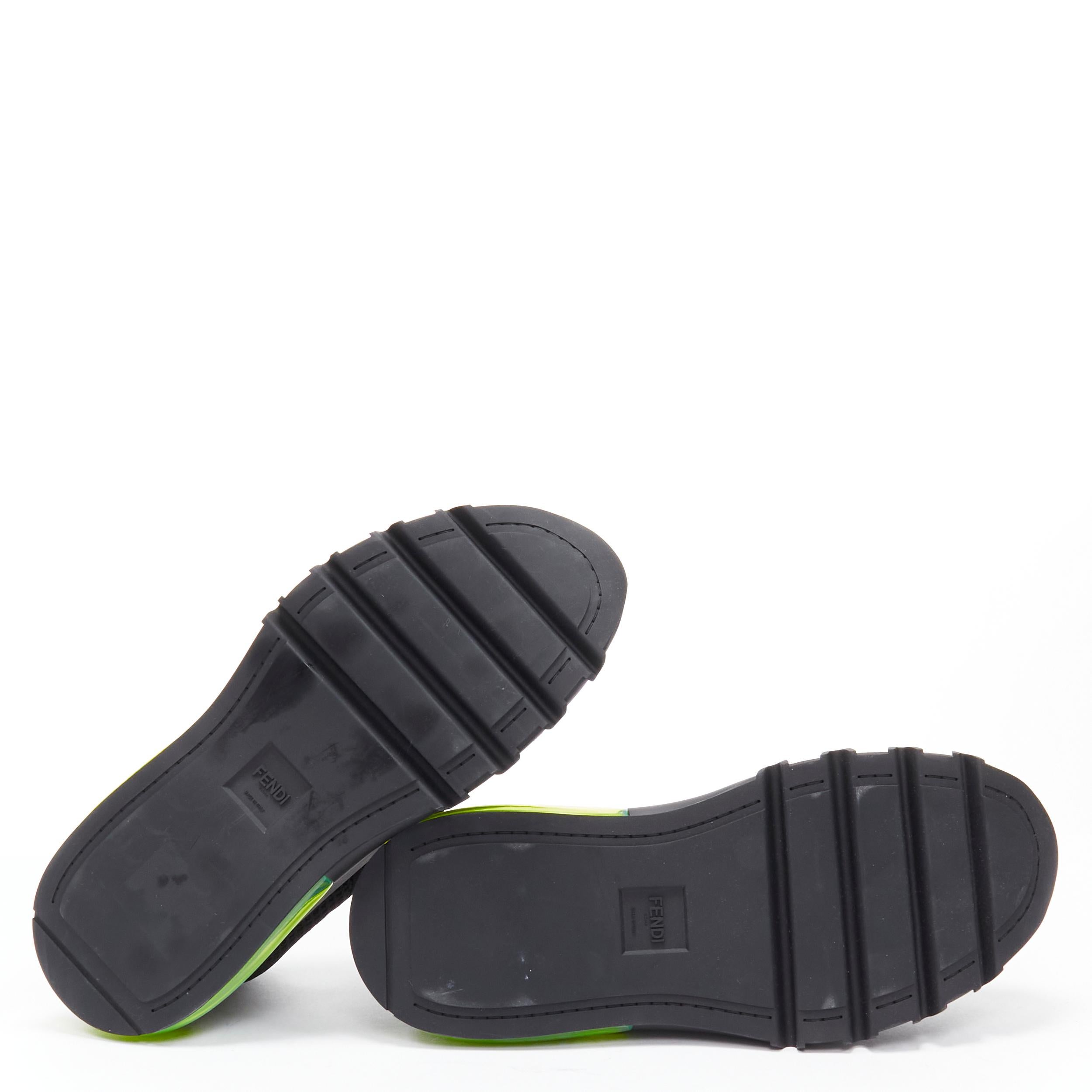 neu FENDI 2019 schwarz stricken neon gelb Luftsohle niedrigen Läufer Sneaker 7E1234 EU44 im Angebot 2