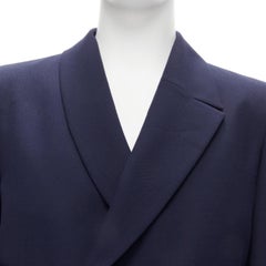 new FENDI 2019 Runway navy asymmetric double breasted cropped blazer IT48 M