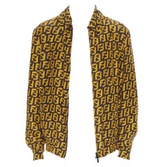 new FENDI 2019 Runway reversible 100% silk FF monogram yellow red jacket IT50