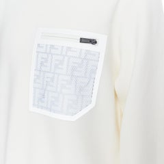 new FENDI 2019 white wool FF Zucca monogram pocket pullover sweater IT54 2XL