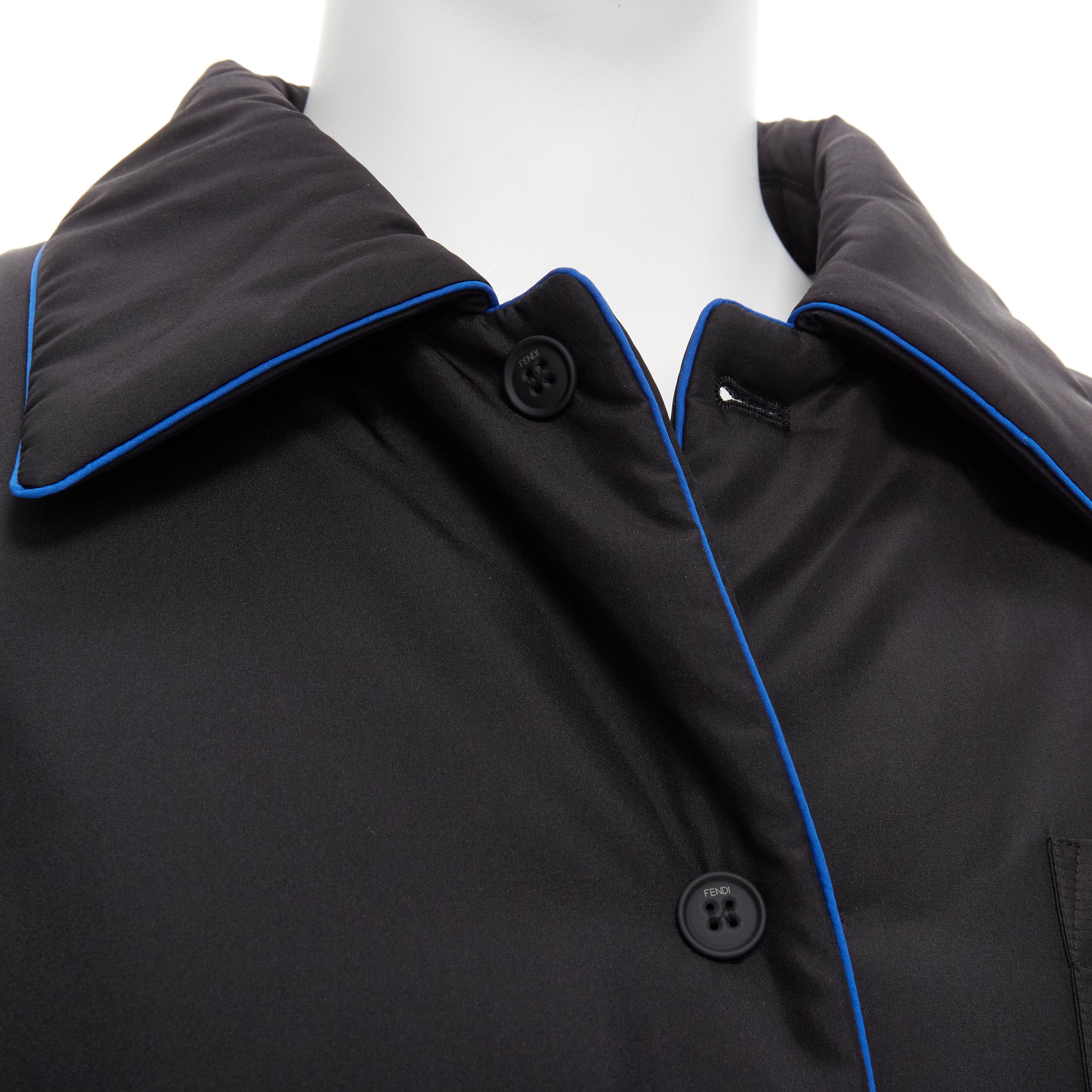 new FENDI 2021 Reversible 100% silk black white logo padded jacket IT48 M For Sale 3