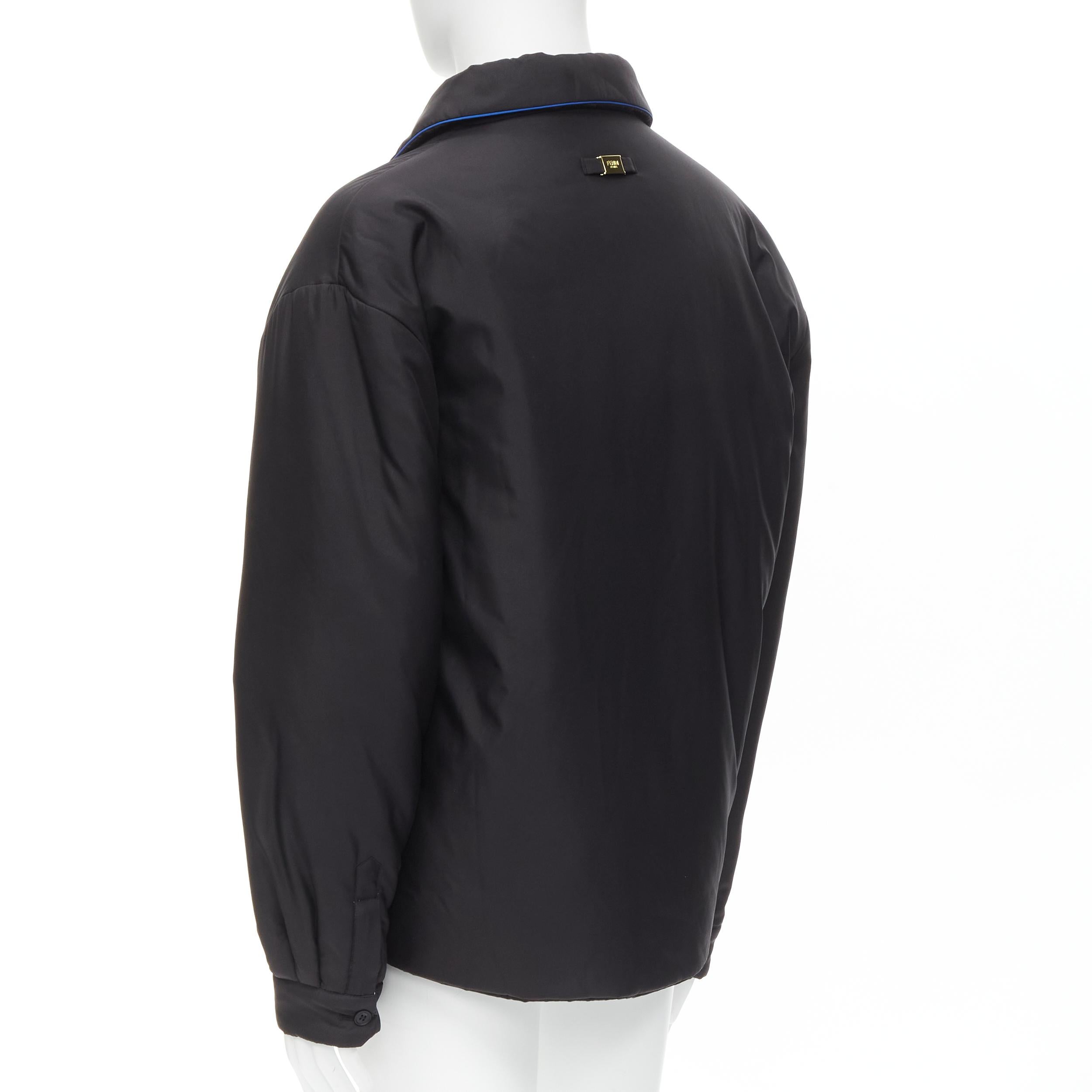 new FENDI 2021 Reversible 100% silk black white logo padded jacket IT48 M For Sale 1