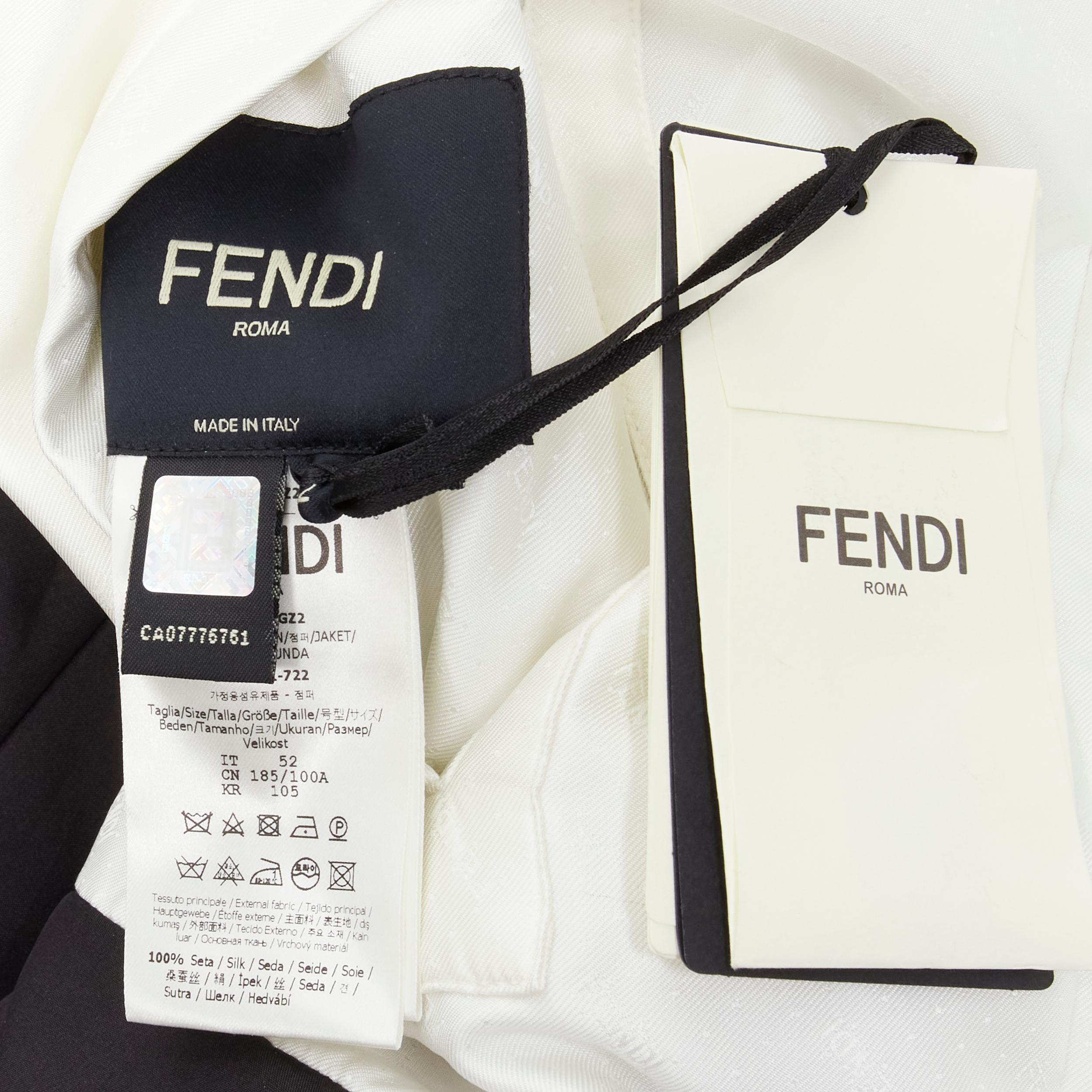 new FENDI 2021 Reversible 100% silk black white logo padded jacket IT52 XL For Sale 4