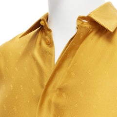 new FENDI 2021 Runway 100% silk gold logo intarsia relaxed fit shirt EU39 L