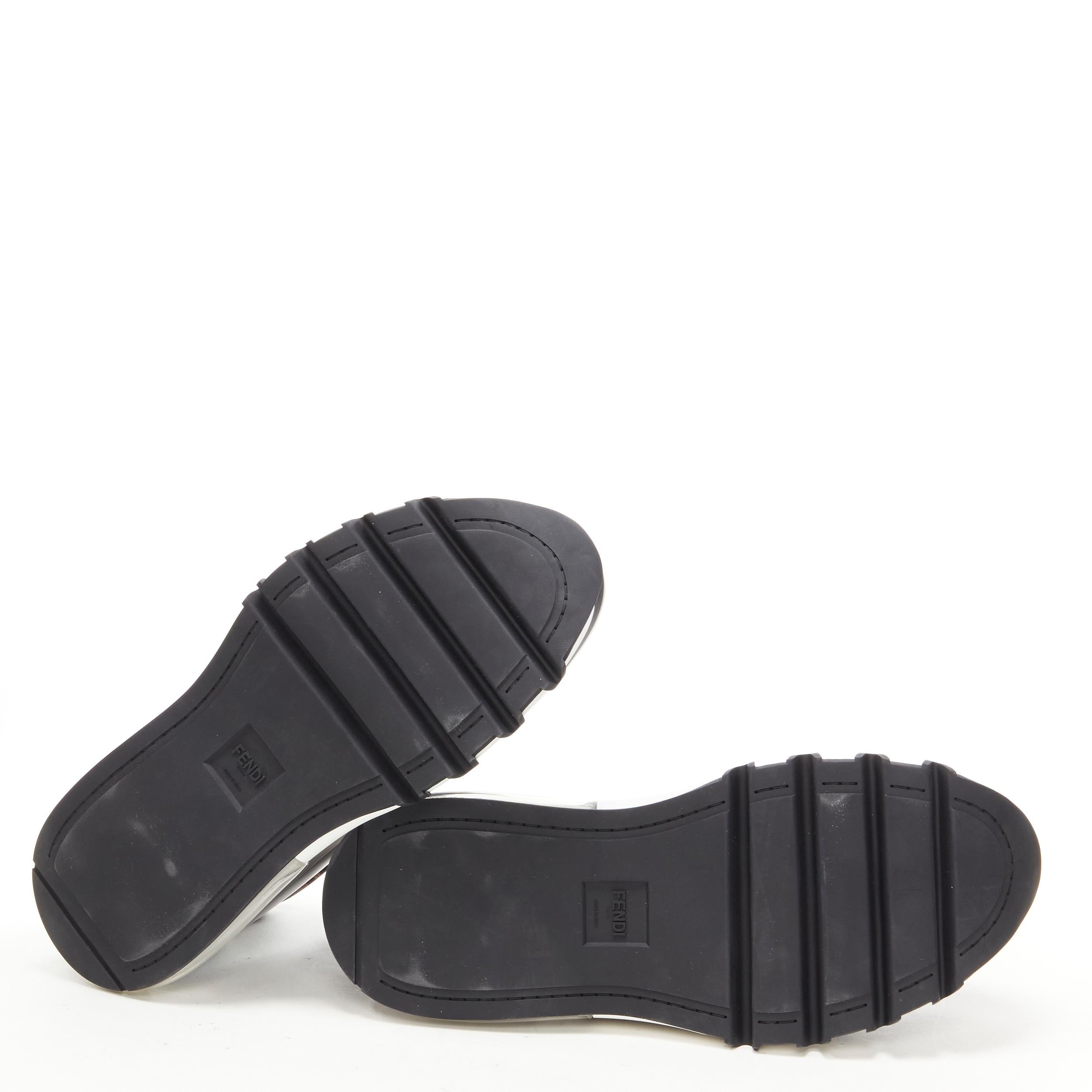 new FENDI 7L1255 black leather FF Zucca sneaker sole ankle boots UK10 EU44 4