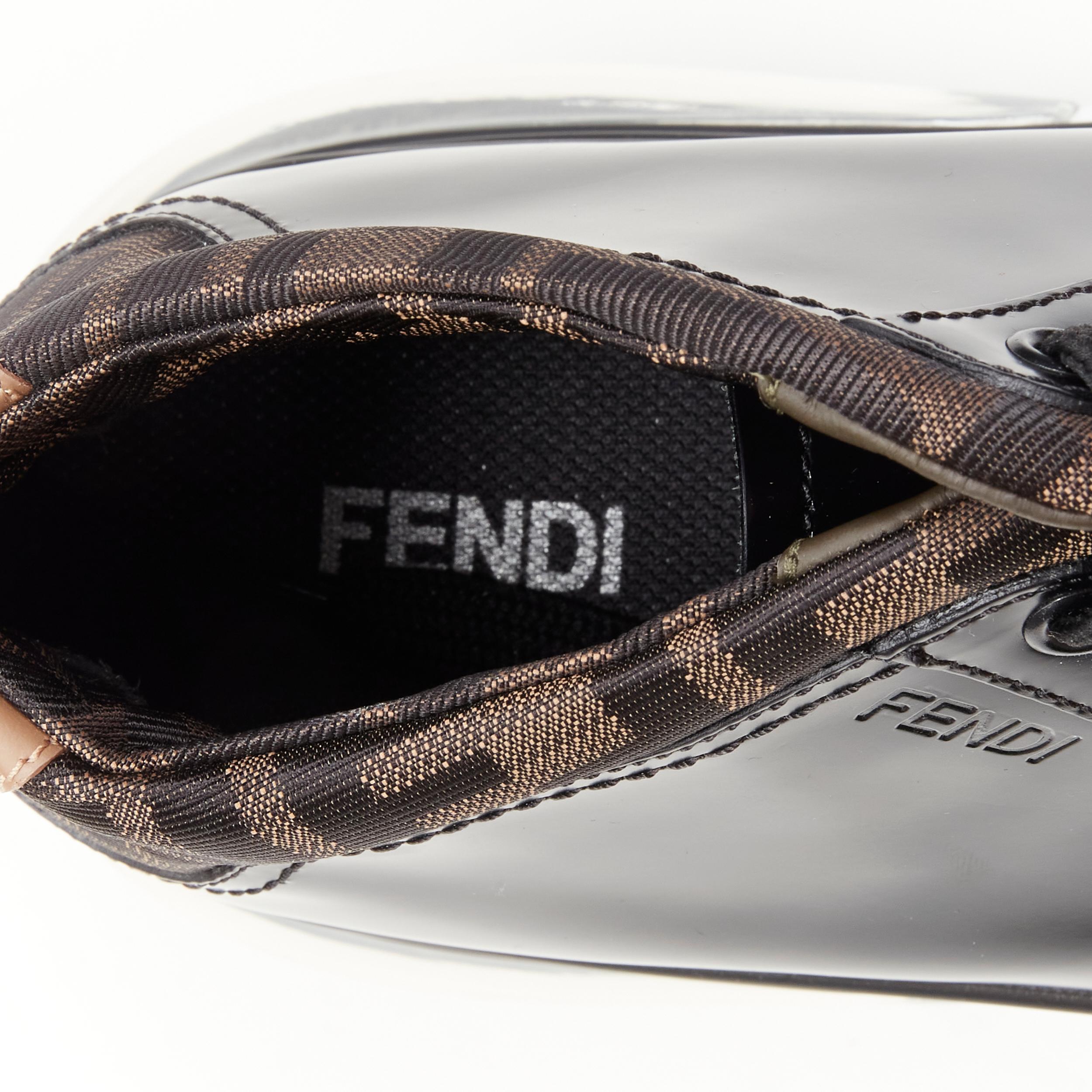 new FENDI 7L1255 black leather FF Zucca sneaker sole ankle boots UK10 EU44 2