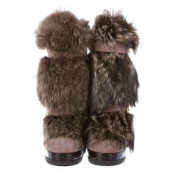 Fendi Plateaustiefel aus Biberpelz und Wildleder mit Stiefeletten Gr. 38.5