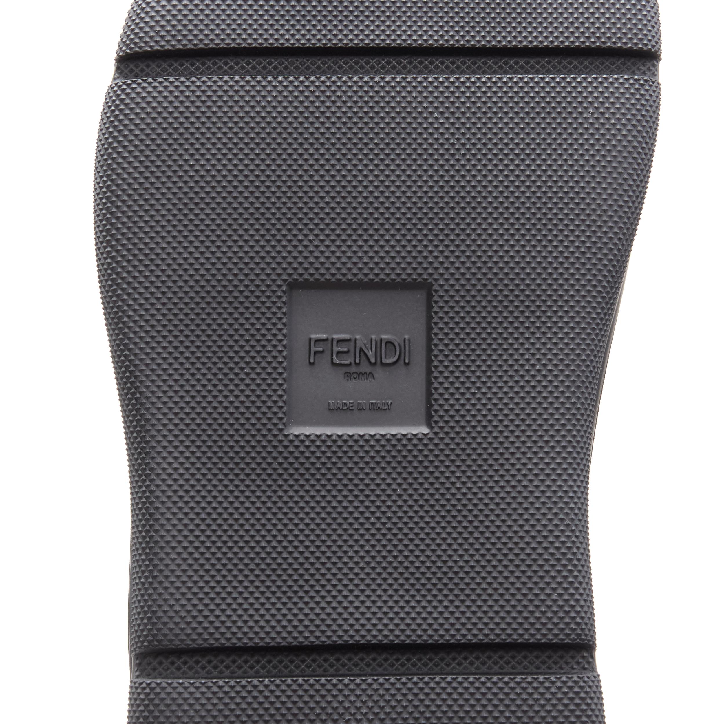 new FENDI Amor Roma black leather print Zucca FF monogram sneakers UK8 EU42 For Sale 5
