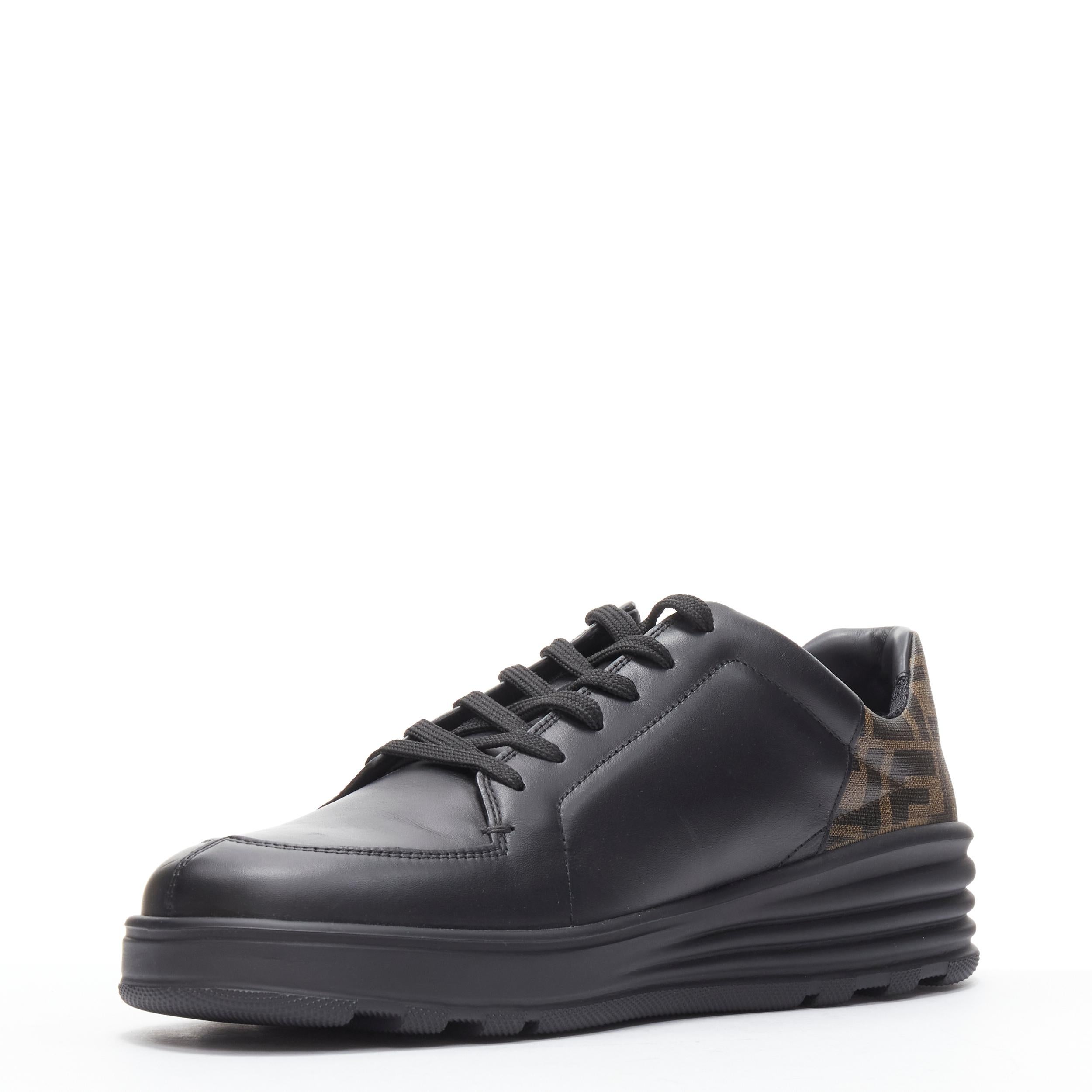 Black new FENDI Amor Roma black leather print Zucca FF monogram sneakers UK8 EU42 For Sale