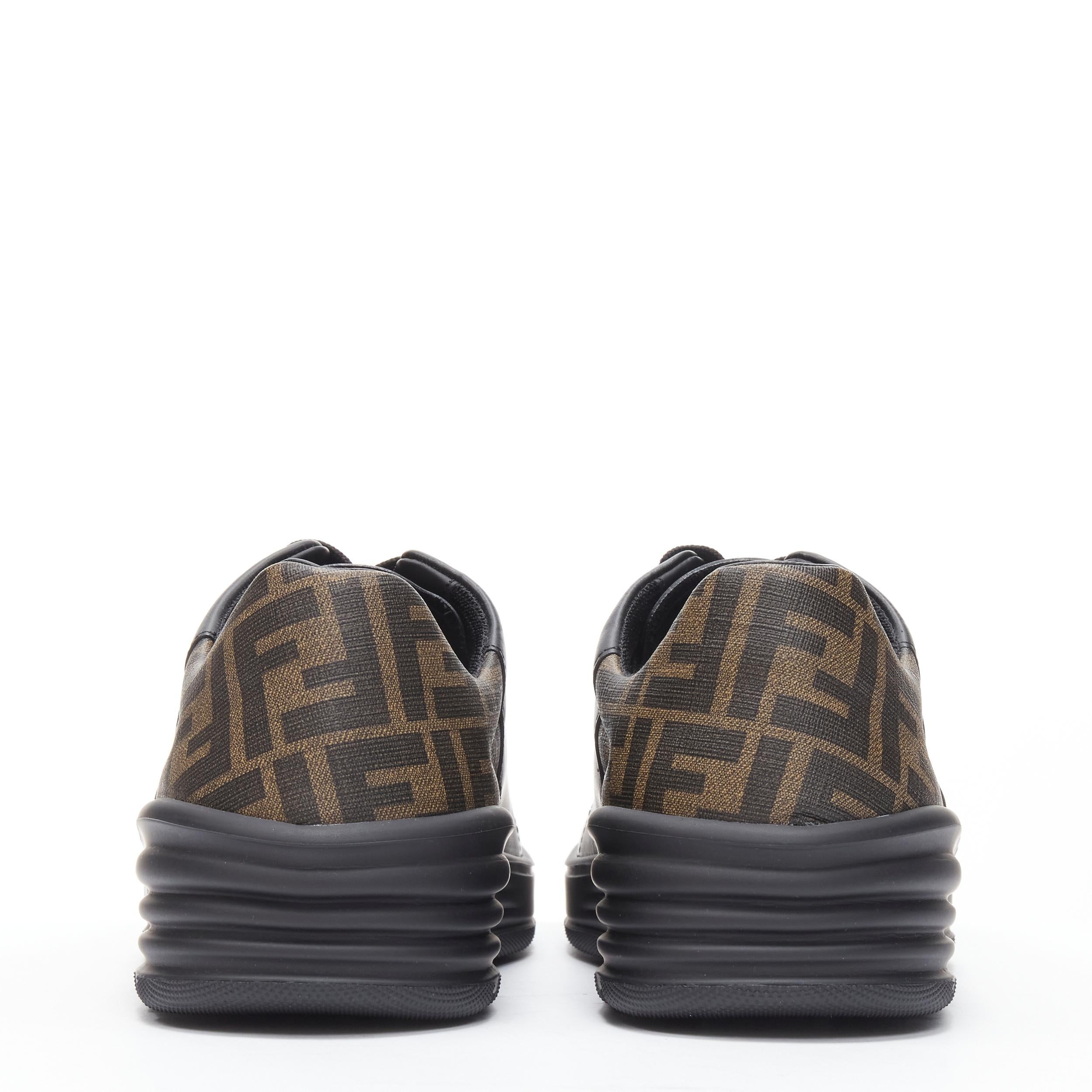 new FENDI Amor Roma black leather print Zucca FF monogram sneakers UK8 EU42 In New Condition For Sale In Hong Kong, NT