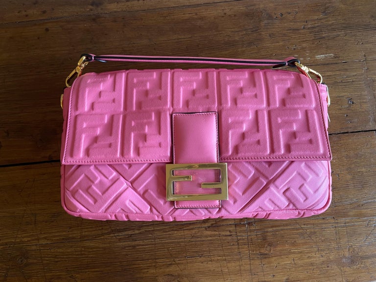 Baguette broches leather handbag Fendi X Versace Pink in Leather - 23244546