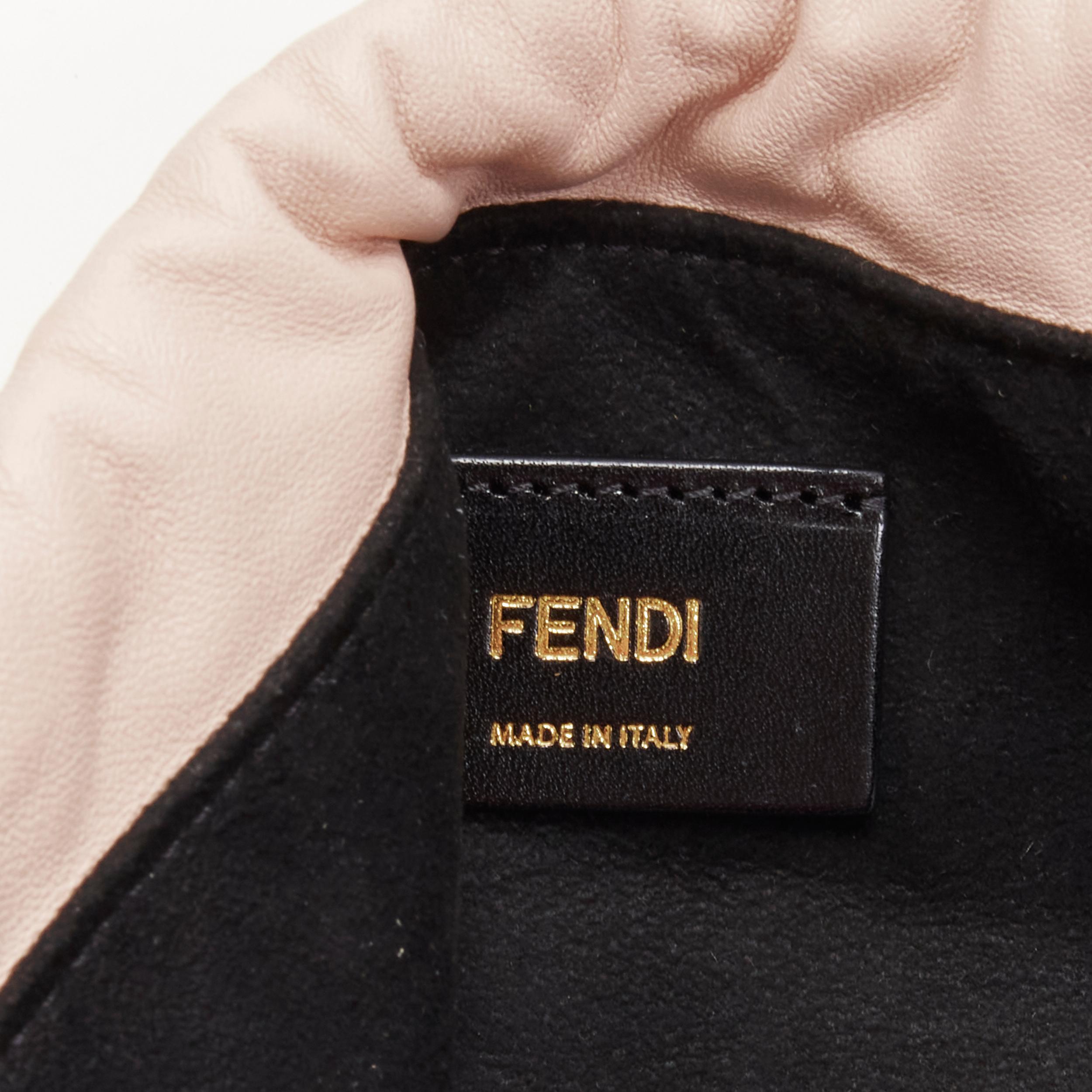 new FENDI beige pink logo print leather drawstring pouch crossbody bag 2