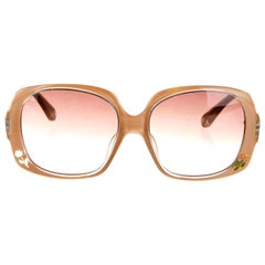 New Fendi Beige Rose Inlaid Sunglasses With Case