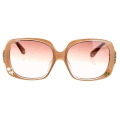 New Fendi Beige Rose Inlaid Sunglasses With Case