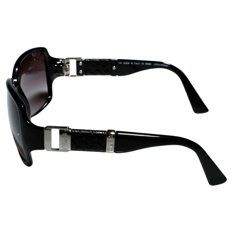 New Fendi Black Buckle Leather Sunglasses with Case For Sale  display picture 1
