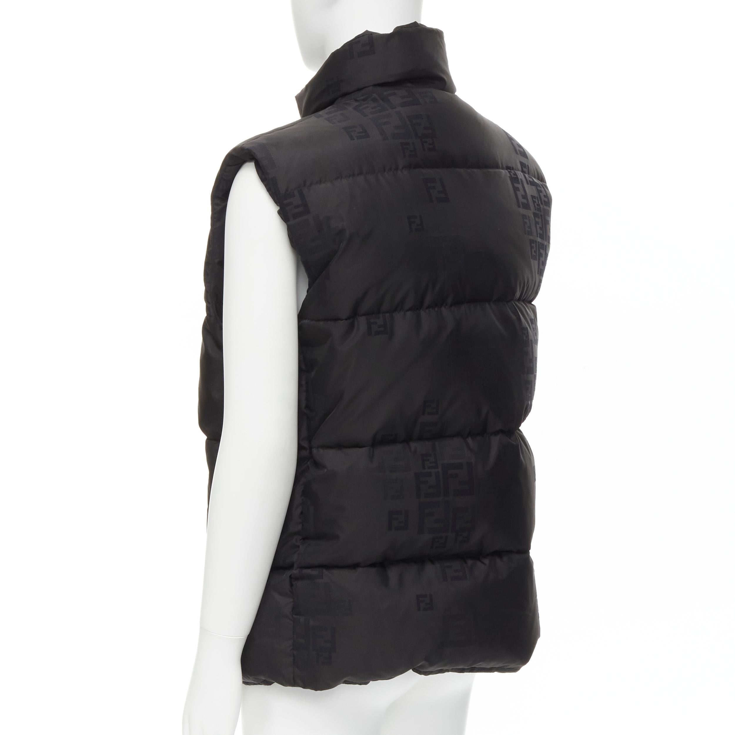 Black new FENDI black FF Zucca monogram black goose down padded vest IT54 2XL