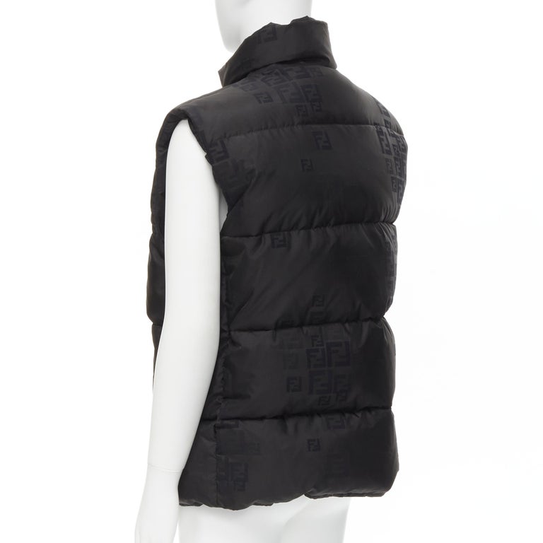 new FENDI black FF Zucca monogram black goose down padded vest IT54 2XL For  Sale at 1stDibs