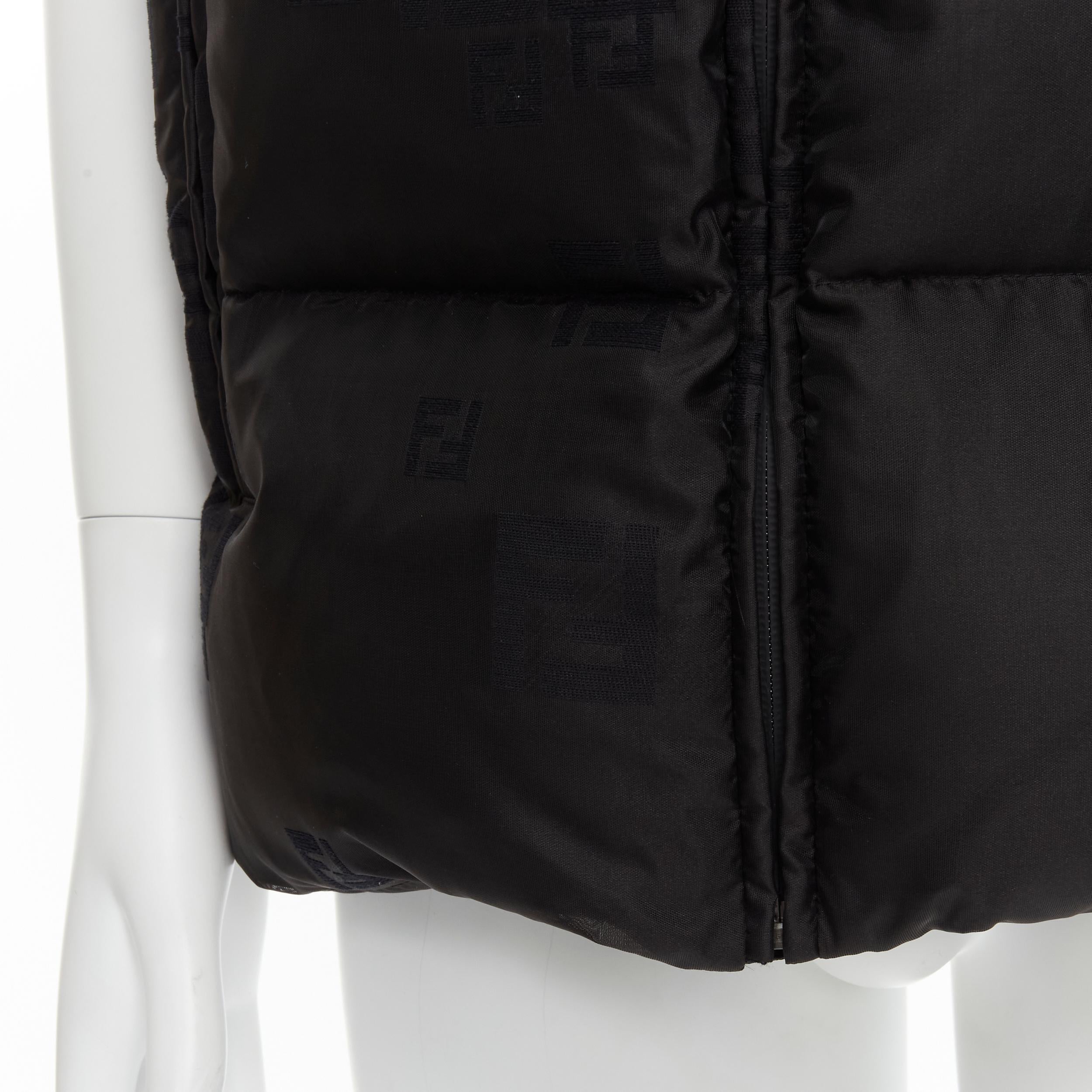 new FENDI black FF Zucca monogram black goose down padded vest IT54 2XL In New Condition In Hong Kong, NT