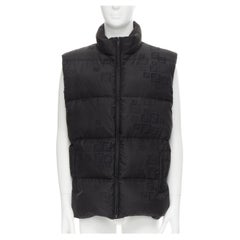 new FENDI black FF Zucca monogram black goose down padded vest XXL IT54