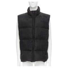 FENDI - Gilet noir matelassé en duvet d'oie avec monogramme FF Zucca XXL IT54, état neuf