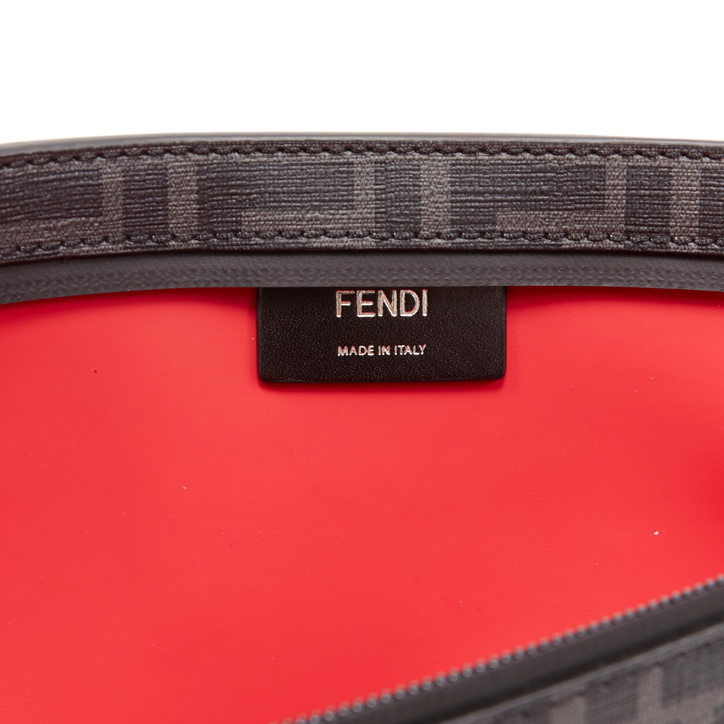 new FENDI black FF Zucca monogram leather multi pocket zip crossbody belt bag 4