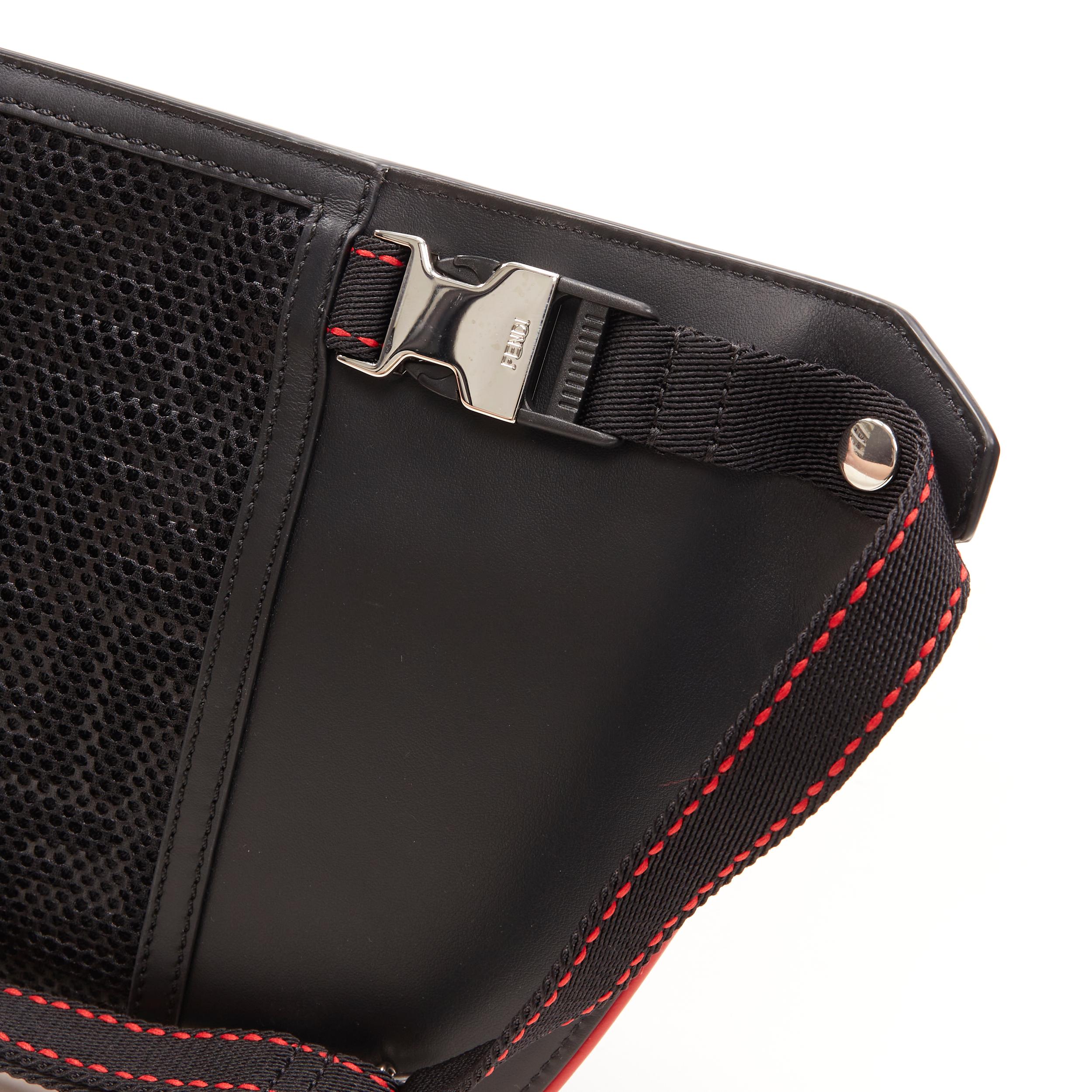 new FENDI black FF Zucca monogram leather multi pocket zip crossbody belt bag 2
