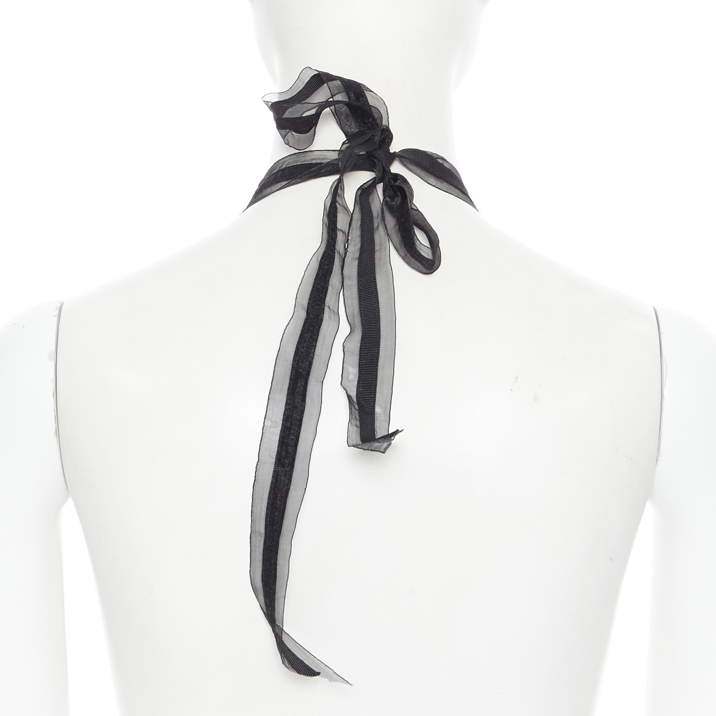 Neu FENDI Halskette mit Selbstkrawatte aus schwarzem Netzschmuck und Juwelenverzierung Damen im Angebot