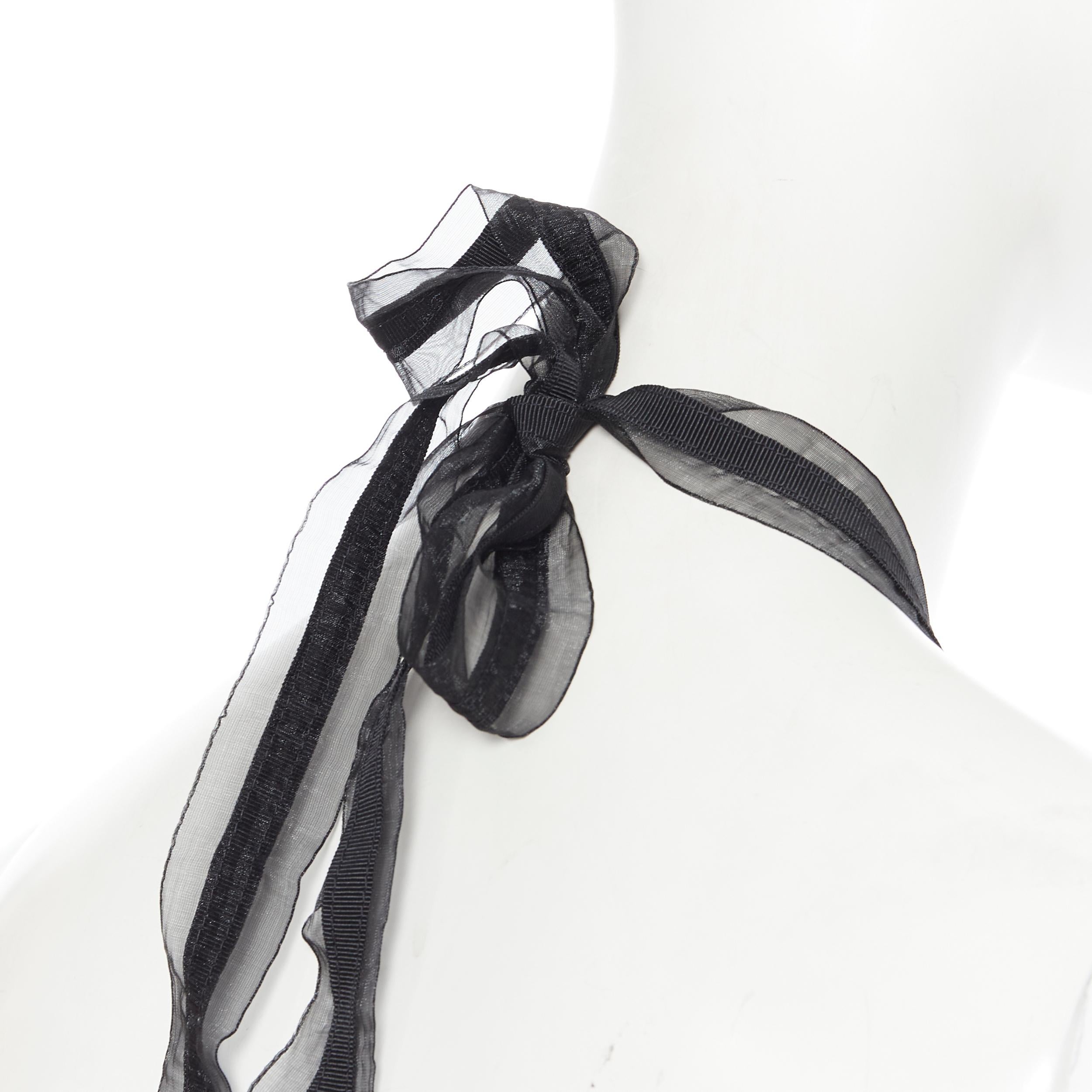 new FENDI black mesh jewel embellished fur chain self tie collar necklace For Sale 1