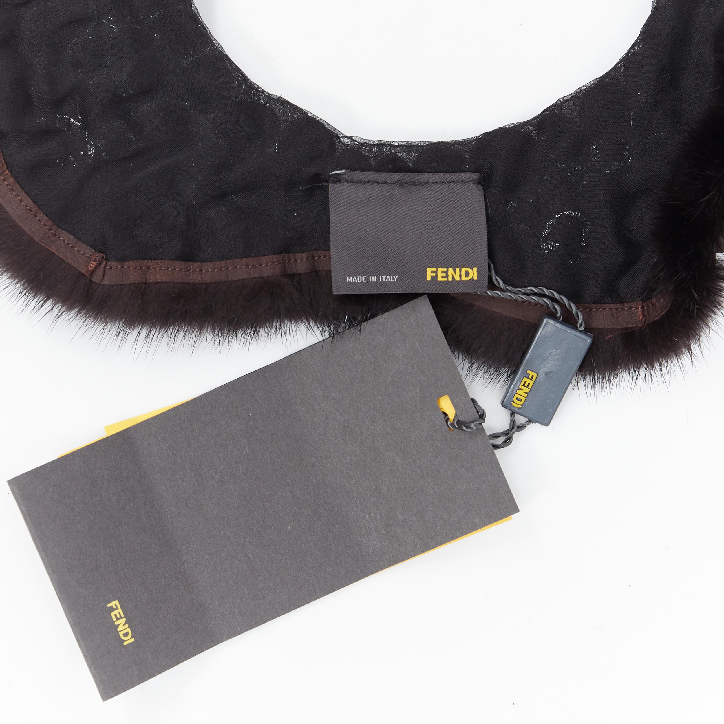 new FENDI black mesh jewel embellished fur chain self tie collar necklace For Sale 2